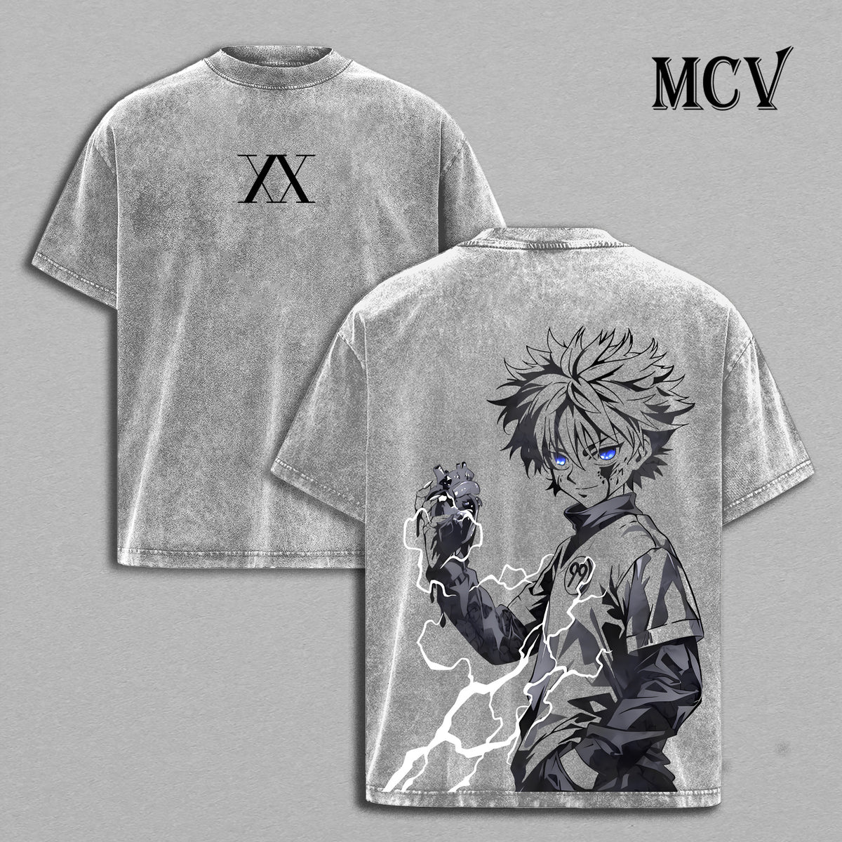 Killua Zoldyck T-Shirt, Hunter x Hunter Anime Tee, Lightning Assassin Vintage Washed Tee