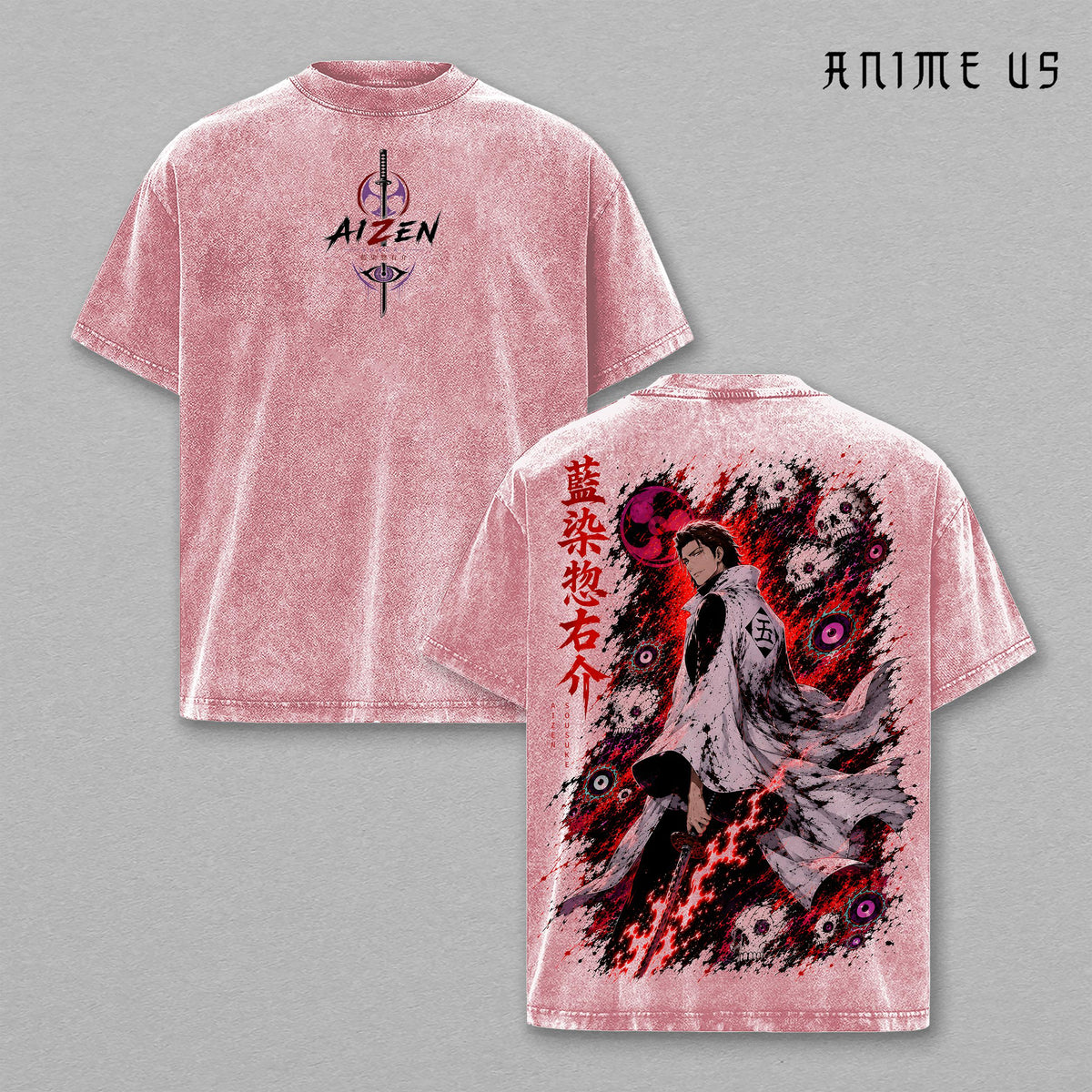 Aizen Sosuke Thousand Year Blood War Bleach Anime Shirt Villain King Vintage Washed Oversized Graphic Tee Soul Reaper
