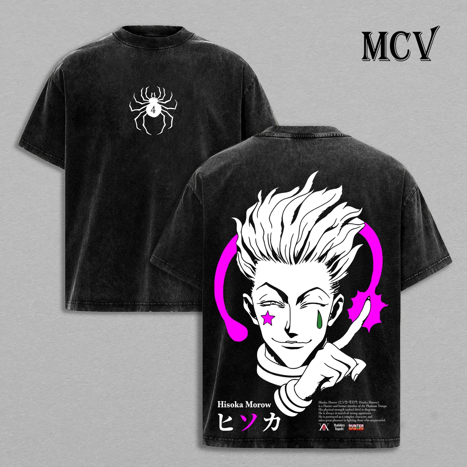 Hisoka Morow T-Shirt, Hunter x Hunter Anime Tee, Bungee Gum Vintage Washed Tee