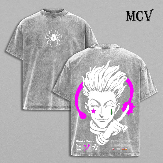Hisoka Morow T-Shirt, Hunter x Hunter Anime Tee, Bungee Gum Vintage Washed Tee