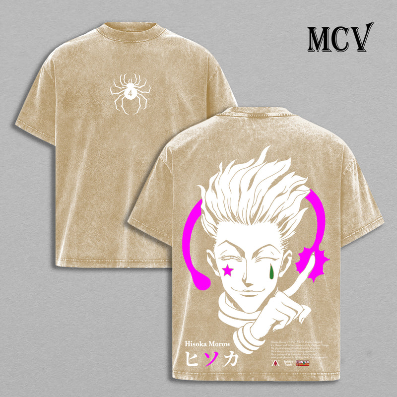 Hisoka Morow T-Shirt, Hunter x Hunter Anime Tee, Bungee Gum Vintage Washed Tee