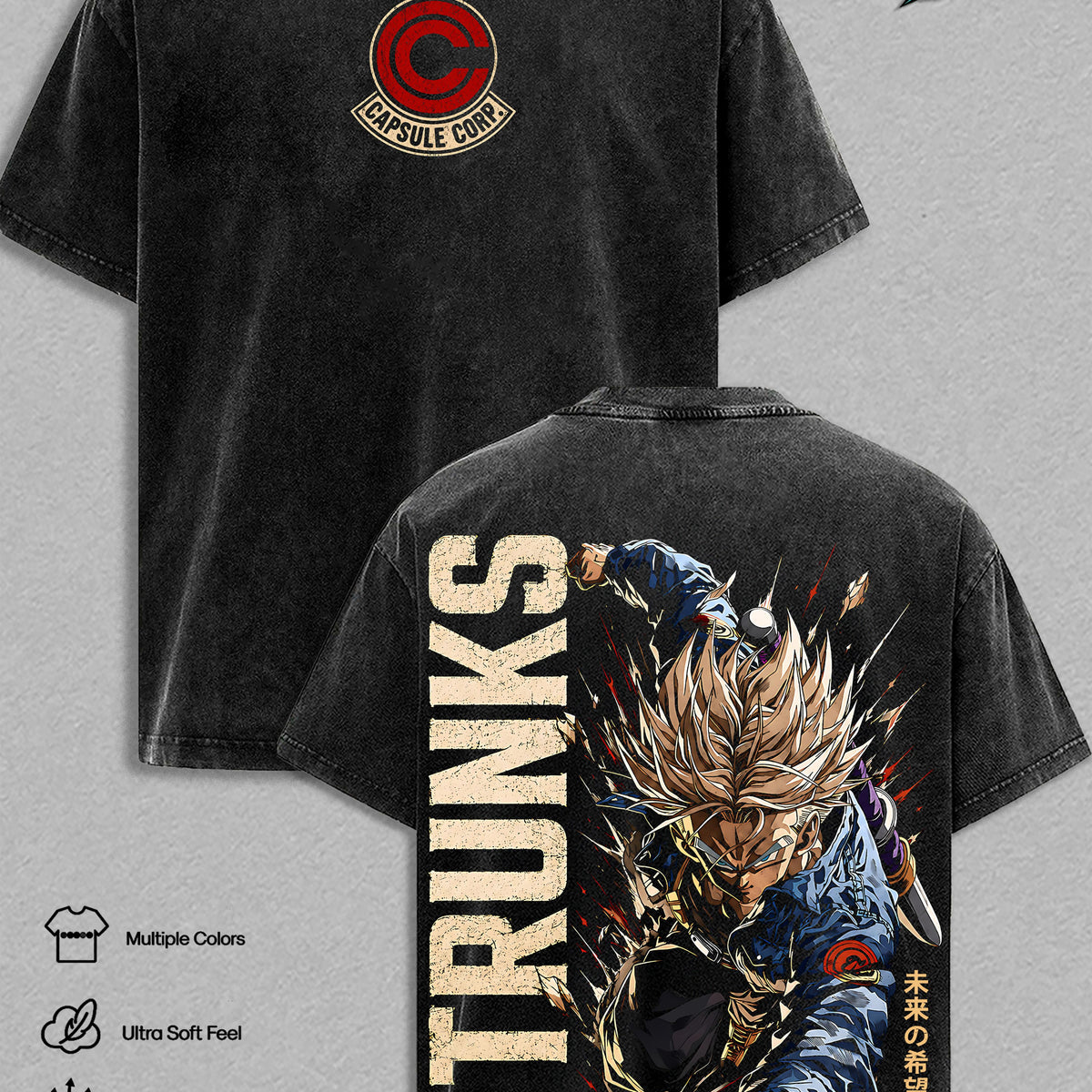 Future Trunkssss DBZ Vintage Washed T-Shirt - DBZ Graphic Tee Oversized Streetwear Tops Cotton Tshirt Classic Menswear Clothes Apparel Gift for DBZ Fans Men & Women