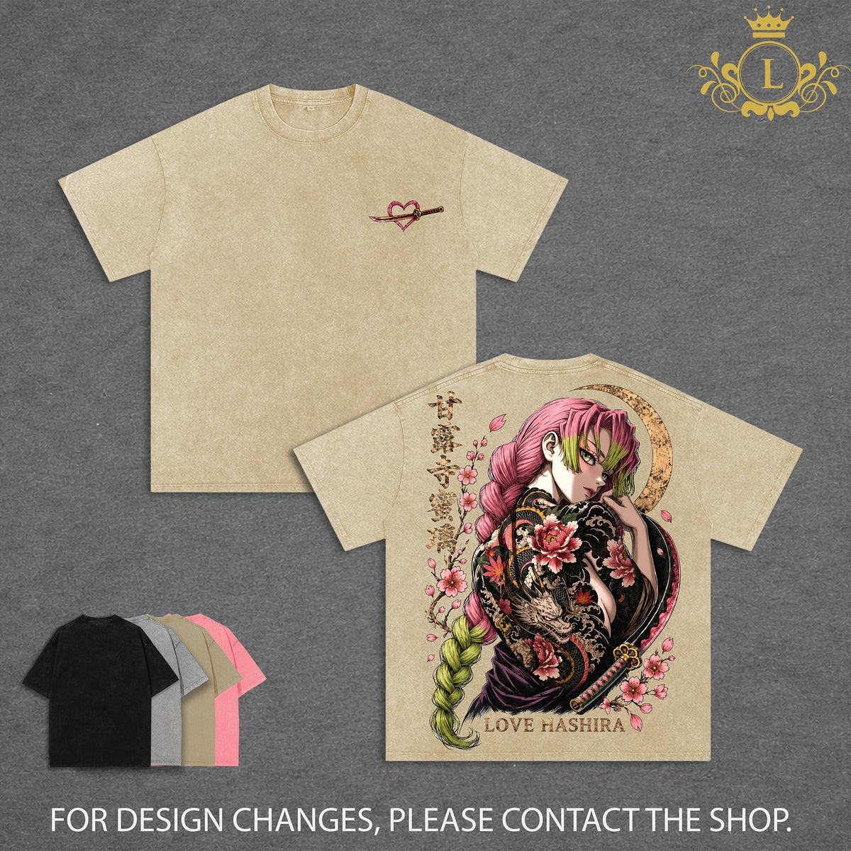Mitsuri Kanroji - Demon Slayer T-Shirt,Love Hashira Anime Graphic Tee, Kimetsu No Yaiba Manga Shirt, Vintage Japanese Streetwear, Oversized Graphic Tees Men, Distressed Anime Shirt, Demon Slayer Merch for Men