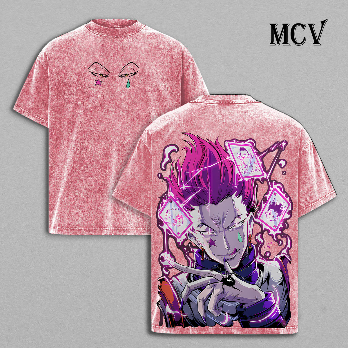 Hisoka Shirt Hunter x Hunter Anime Tee, Joker Villain Vintage Washed Graphic Tee