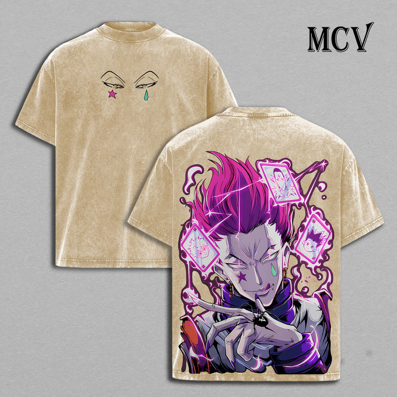 Hisoka Shirt Hunter x Hunter Anime Tee, Joker Villain Vintage Washed Graphic Tee