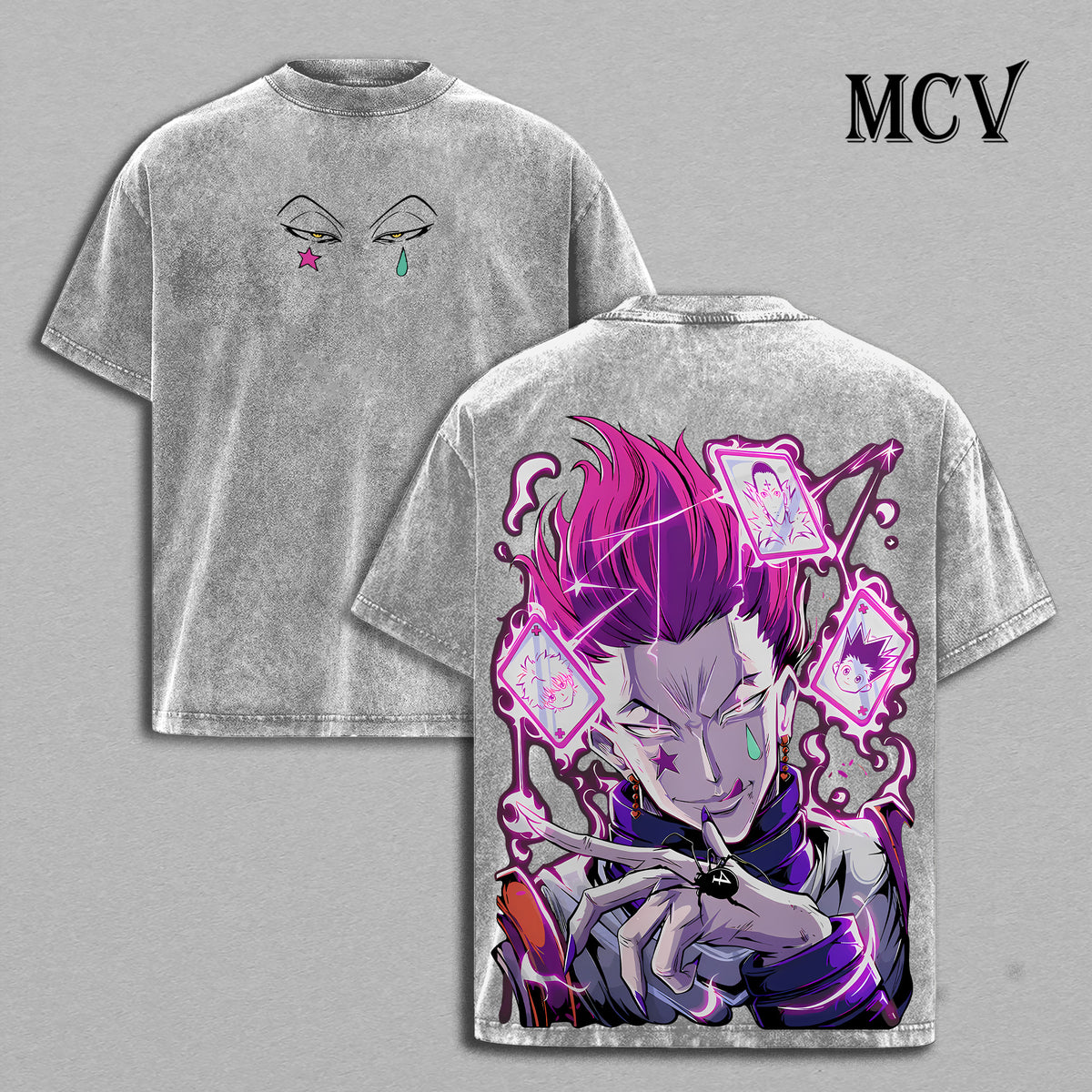 Hisoka Shirt Hunter x Hunter Anime Tee, Joker Villain Vintage Washed Graphic Tee