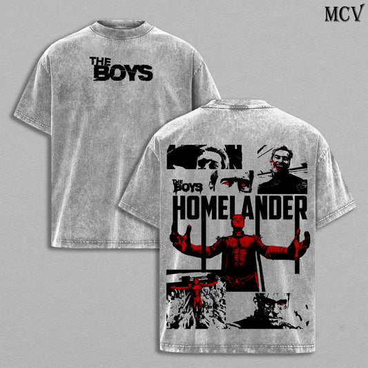 The Boys Homelander T-Shirt, Vintage Washed Heavyweight Oversized Cotton Tee