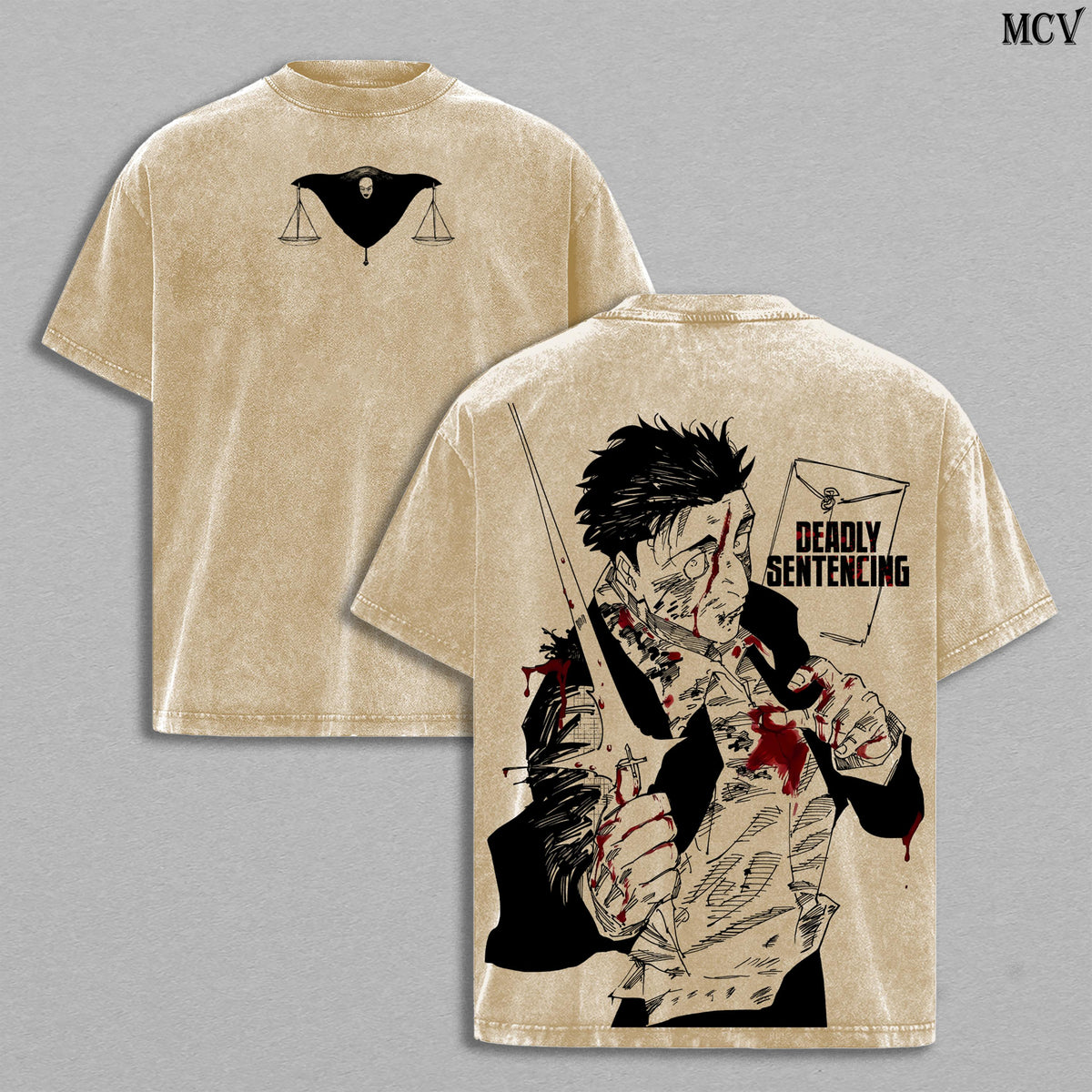 Hiromi Higuruma Washed Vintage Tee – Jujutsu Kaisen Anime Deadly Sentencing Judgeman Graphic T-Shirt, Unisex Oversize Heavyweight Cotton Manga Streetwear, JJK Tee