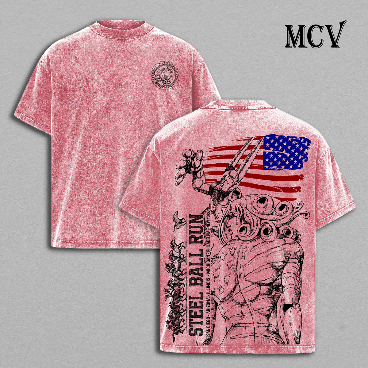Funny Valentine JoJo T-Shirt, Steel Ball Run Anime Tee, D4C Stand Vintage Washed Tee