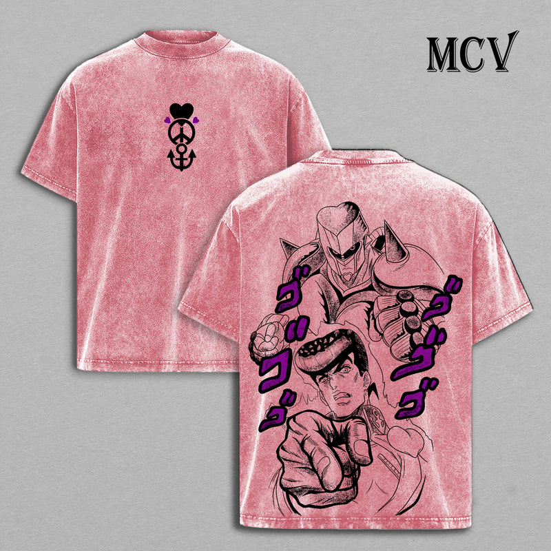 Josuke Higashikata T-Shirt, Diamond Is Unbreakable Anime Tee, Retro Style Vintage Washed Tee