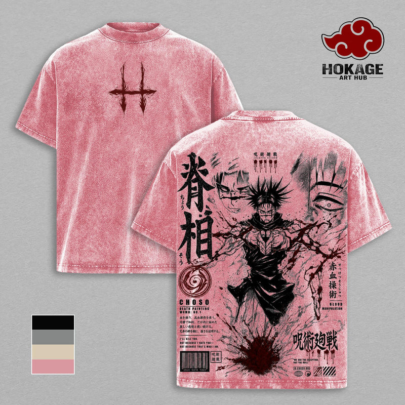 Choso JJK T-Shirt, Blood Manipulation Anime Graphic Tee, Back Print Vintage 90s Anime Shirt, Graphic Tees Men, Trendy Tshirts, Men's T Shirts, JJK Streetwear, Unisex Cotton Distressed Tee, Merch For Men, Men Fashion Graphic Tee