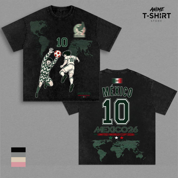 Mexico World Football Tour 2026 Vintage Washed Anime Soccer T Shirt V.1