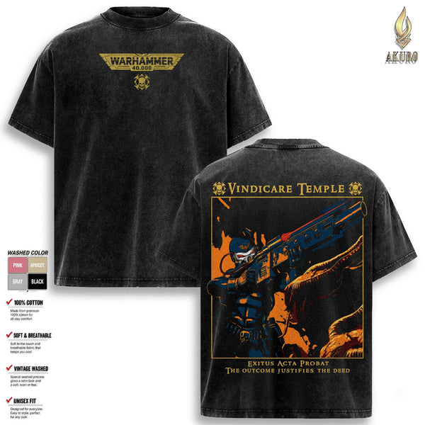 Vindicare Assassin Warhammer 40K Graphic T Shirt, Warhammer 40000 Vintage Washed Oversized Tee, Space Marines Chaos Tyranids Gaming Streetwear Soft Cotton Unisex Gift