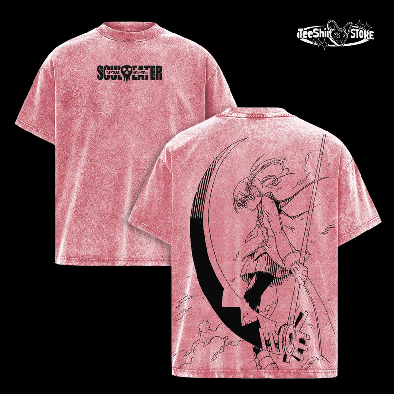Retro Vintage Unisex Soul Eater Maka Anime Manga Acid Washed Heavyweight T-Shirt And Hoodie, Oversized Anime Streetwear Tee, Y2K Dark Anime Merch, Menswear Graphic Top, Gift for Anime Fans