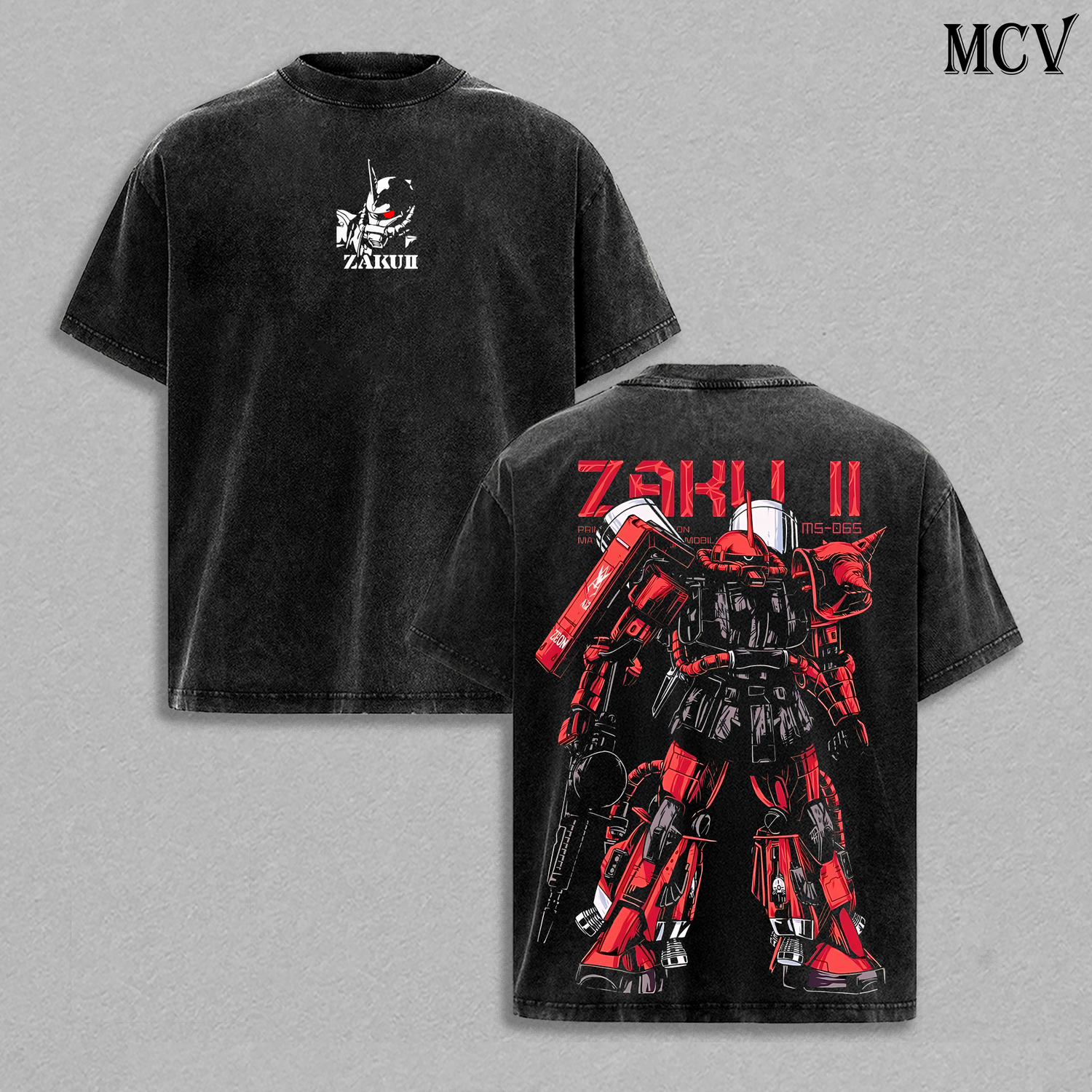 Zaku II Mecha T-Shirt, Anime Robot Tee, Military Gundam Style Shirt, Red Mecha Graphic Tee, Vintage Black Cotton Unisex