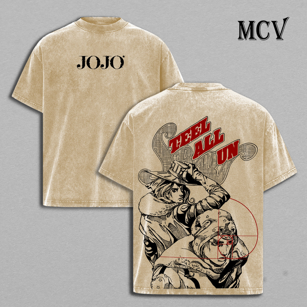 Johnny x Gyro Shirt JoJo Anime Tee, SBR Duo Spin Energy Vintage Washed Graphic Tee
