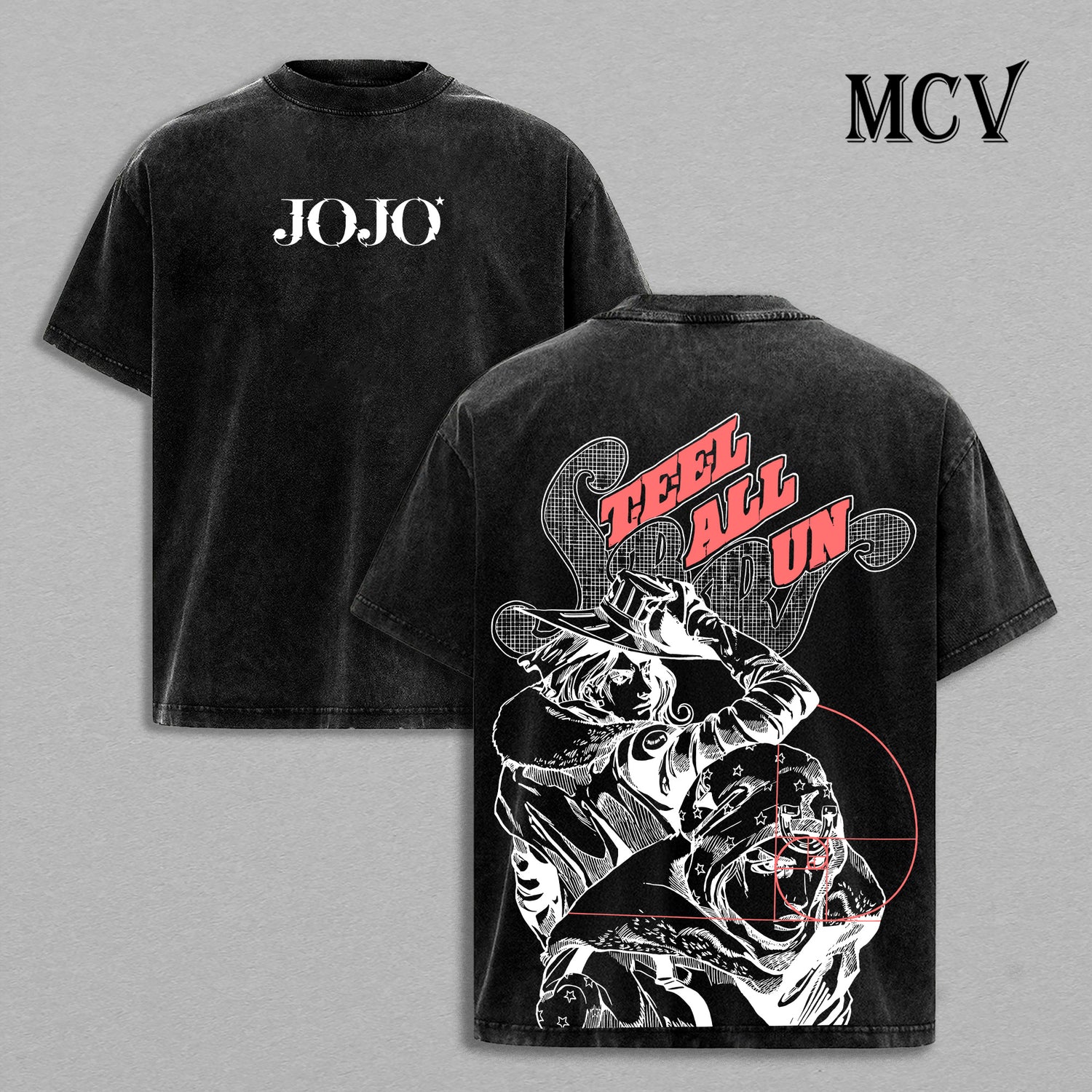 Johnny x Gyro Shirt JoJo Anime Tee, SBR Duo Spin Energy Vintage Washed Graphic Tee