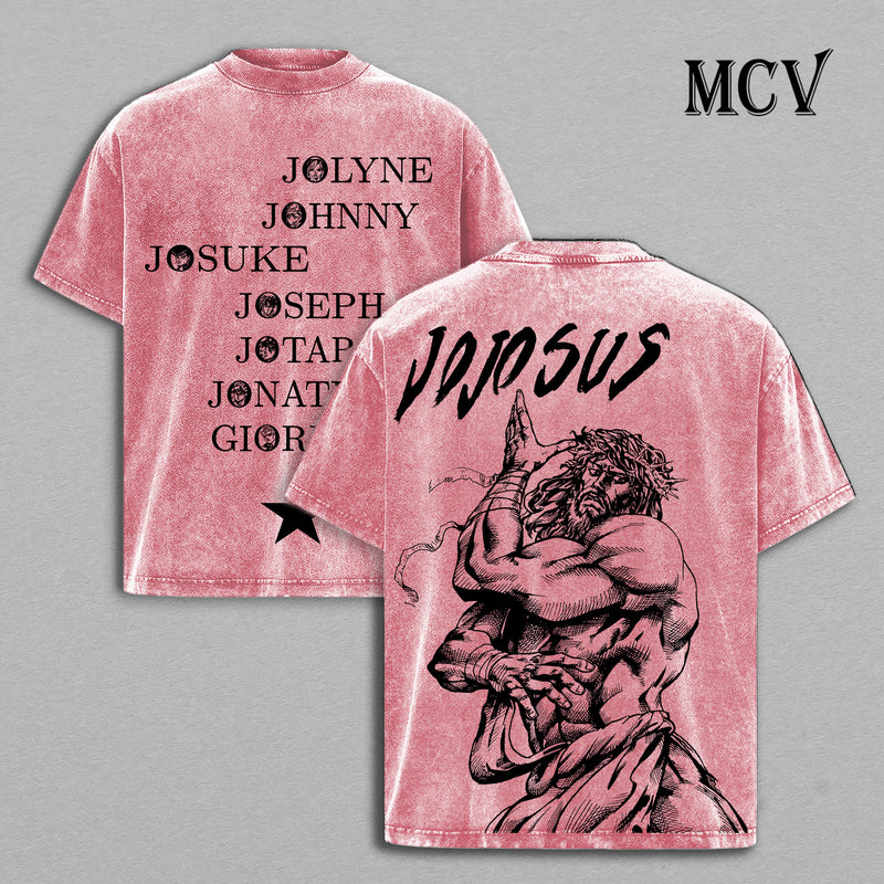 JoJo Jesus Shirt, Steel Ball Run Saint Body Anime Vintage Washed Graphic Tee (Copy)