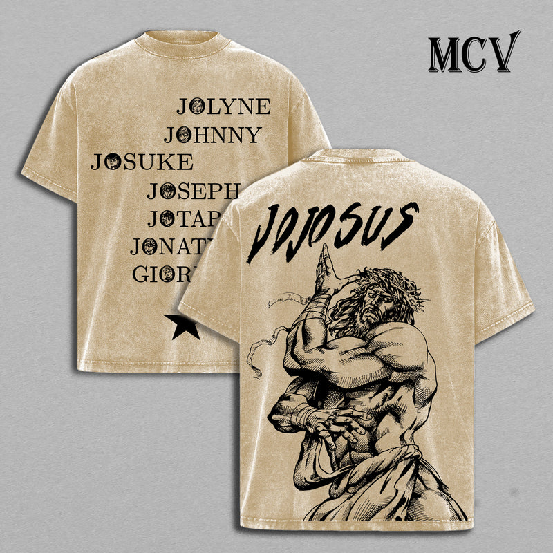 JoJo Jesus Shirt, Steel Ball Run Saint Body Anime Vintage Washed Graphic Tee (Copy)