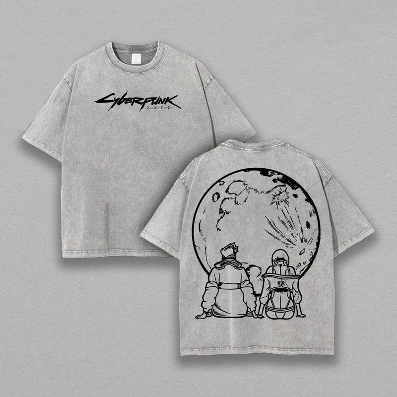 David and Lucy's x Cyberpunk Edgerunners Unisex Acid Washed Lightweight TShirt, Edge Runner Shirt, Cyberpunk Edgerunners, Lucy Shirt, Fabric Top Cotton