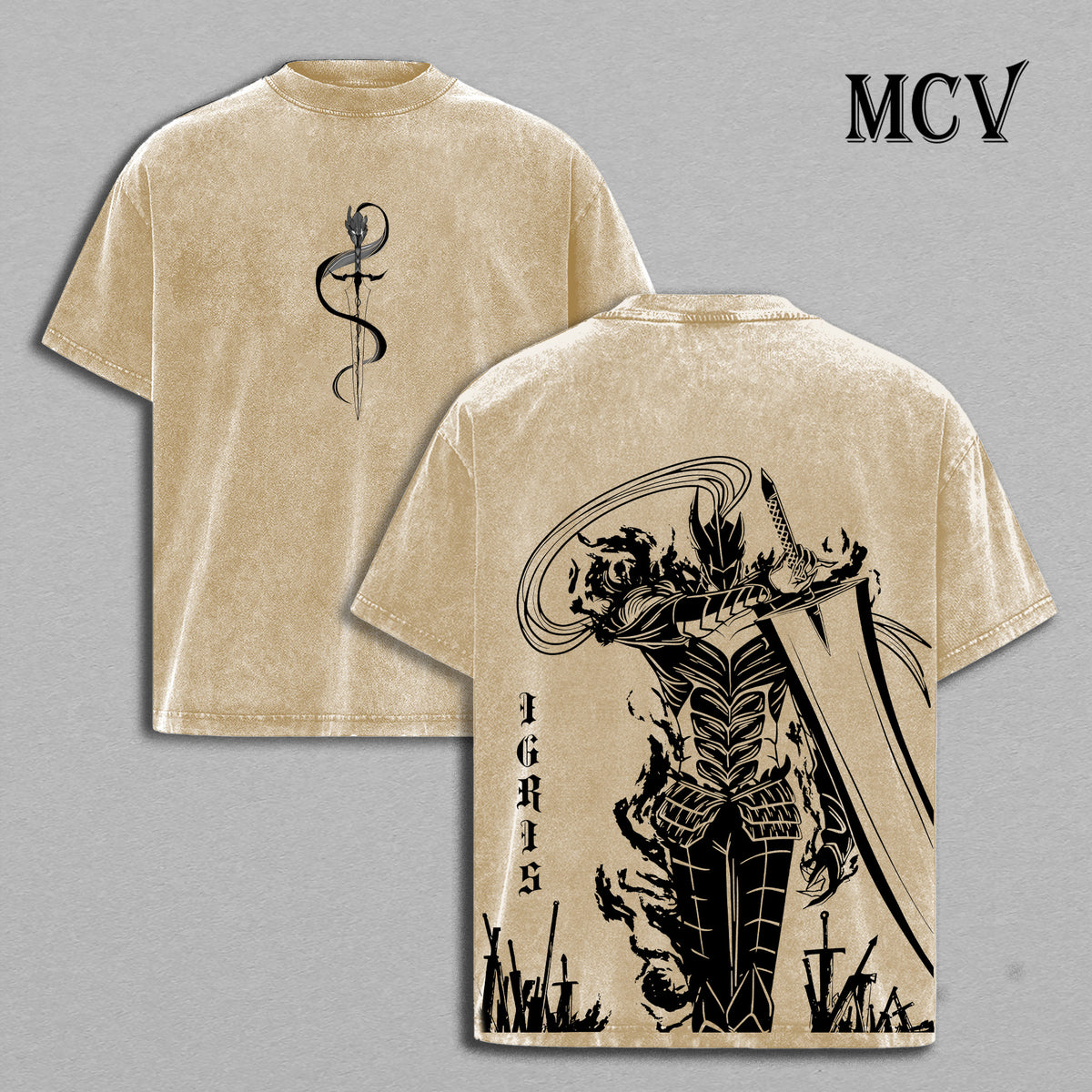 Igris Solo Leveling Washed T-Shirt, Vintage Anime Oversized Tee, Heavy Cotton Streetwear Shirt