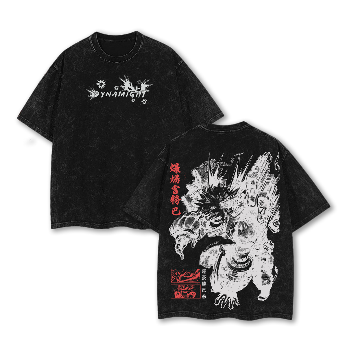 Katsuki Bakugo My Hero Academia Anime 2 Face Printed Vintage Washed Tee, Perfect Gift For Anime Fan, Unisex Oversize Anime Manga Washed Heavyweight Cotton T-shirt, Anime Merch