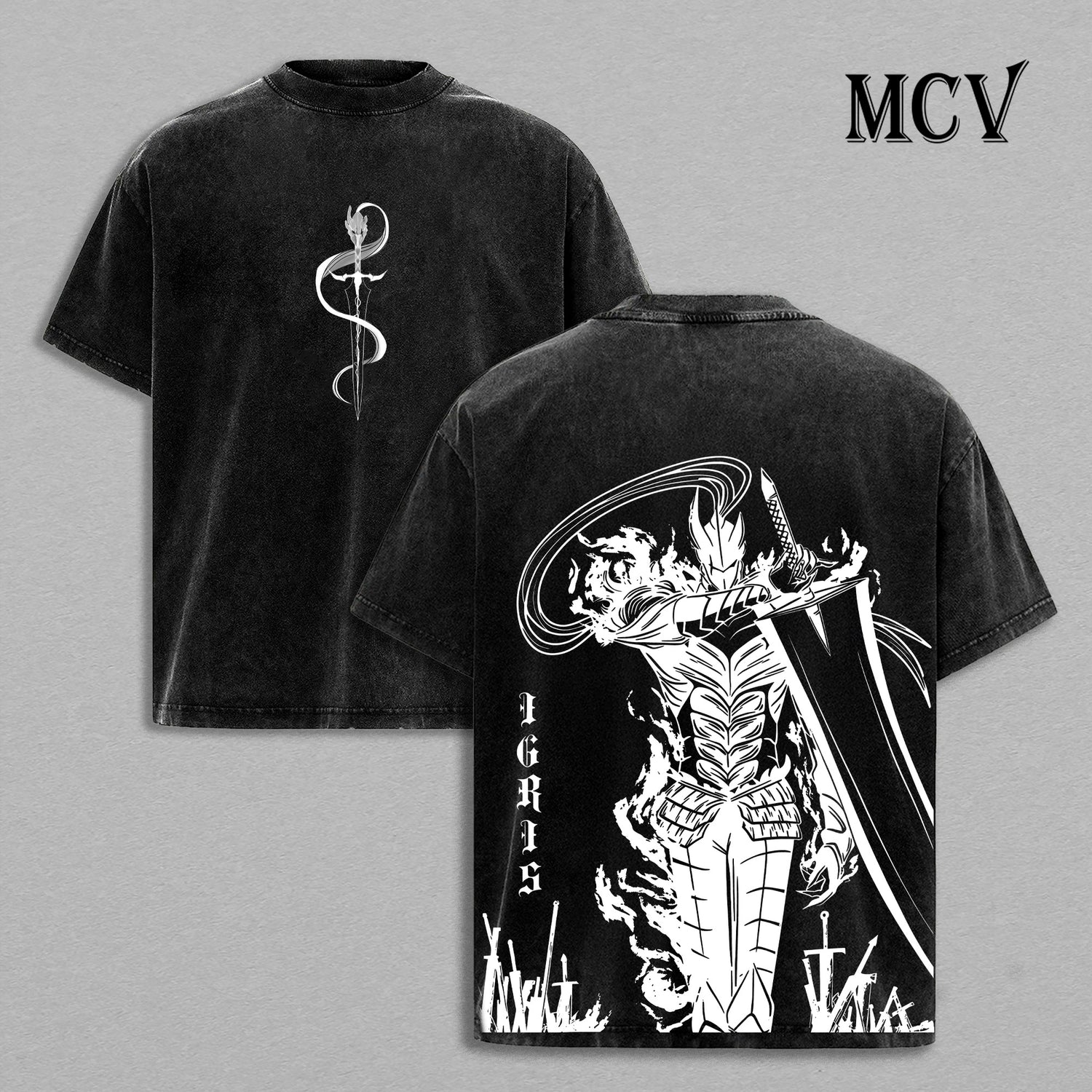 Igris Solo Leveling Washed T-Shirt, Vintage Anime Oversized Tee, Heavy Cotton Streetwear Shirt