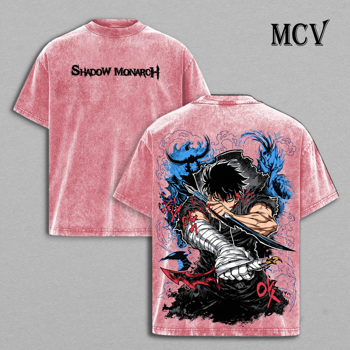 Sung Jin Woo Solo Leveling Washed T-Shirt, Vintage Anime Oversized Tee, Heavy Cotton Streetwear
