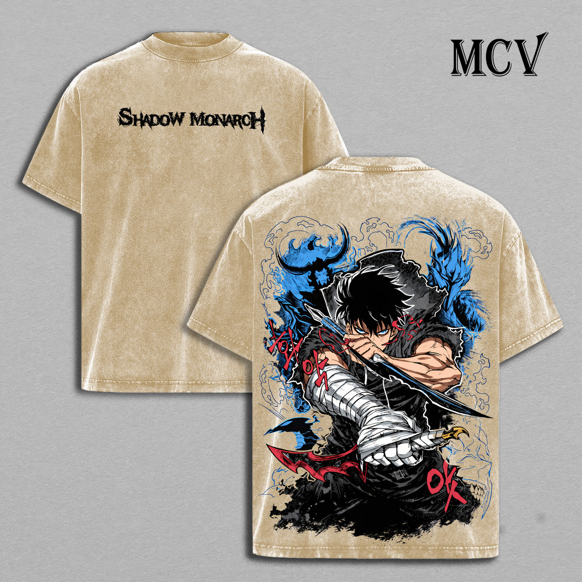 Sung Jin Woo Solo Leveling Washed T-Shirt, Vintage Anime Oversized Tee, Heavy Cotton Streetwear