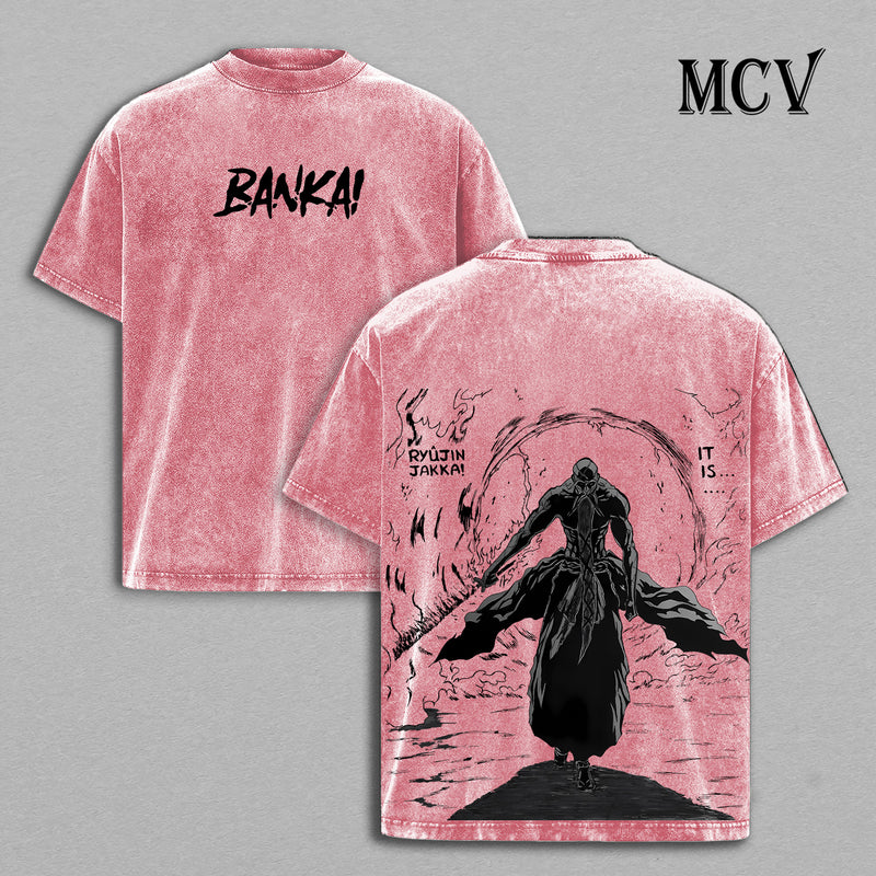 Yamamoto Bankai T-Shirt, Bleach Anime Tee, Ryujin Jakka Flame Vintage Washed Tee