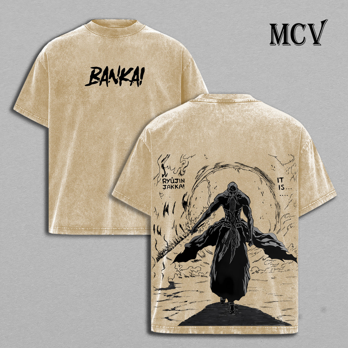 Yamamoto Bankai T-Shirt, Bleach Anime Tee, Ryujin Jakka Flame Vintage Washed Tee