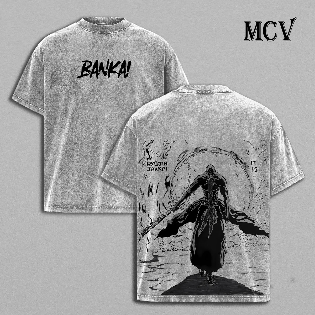 Yamamoto Bankai T-Shirt, Bleach Anime Tee, Ryujin Jakka Flame Vintage Washed Tee