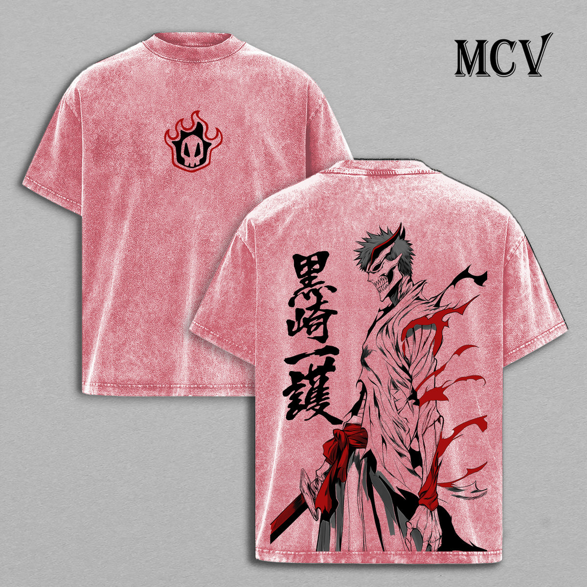 Ichigo Hollow Bleach Washed T-Shirt, Vintage Anime Oversized Tee, Heavy Cotton Streetwear Shirt