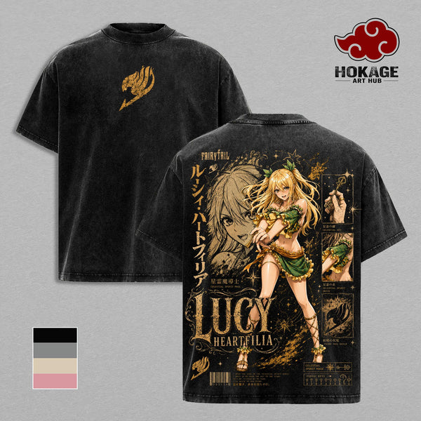 Lucy Heartfilia Fairy Tail T-Shirt, Anime Girls Graphic Tee, Back Print Vintage 90s Anime Shirt, Graphic Tees Men, Trendy Tshirts, Men's T Shirts, Fairy Tail Streetwear, Unisex Cotton Distressed Tee, Merch For Men