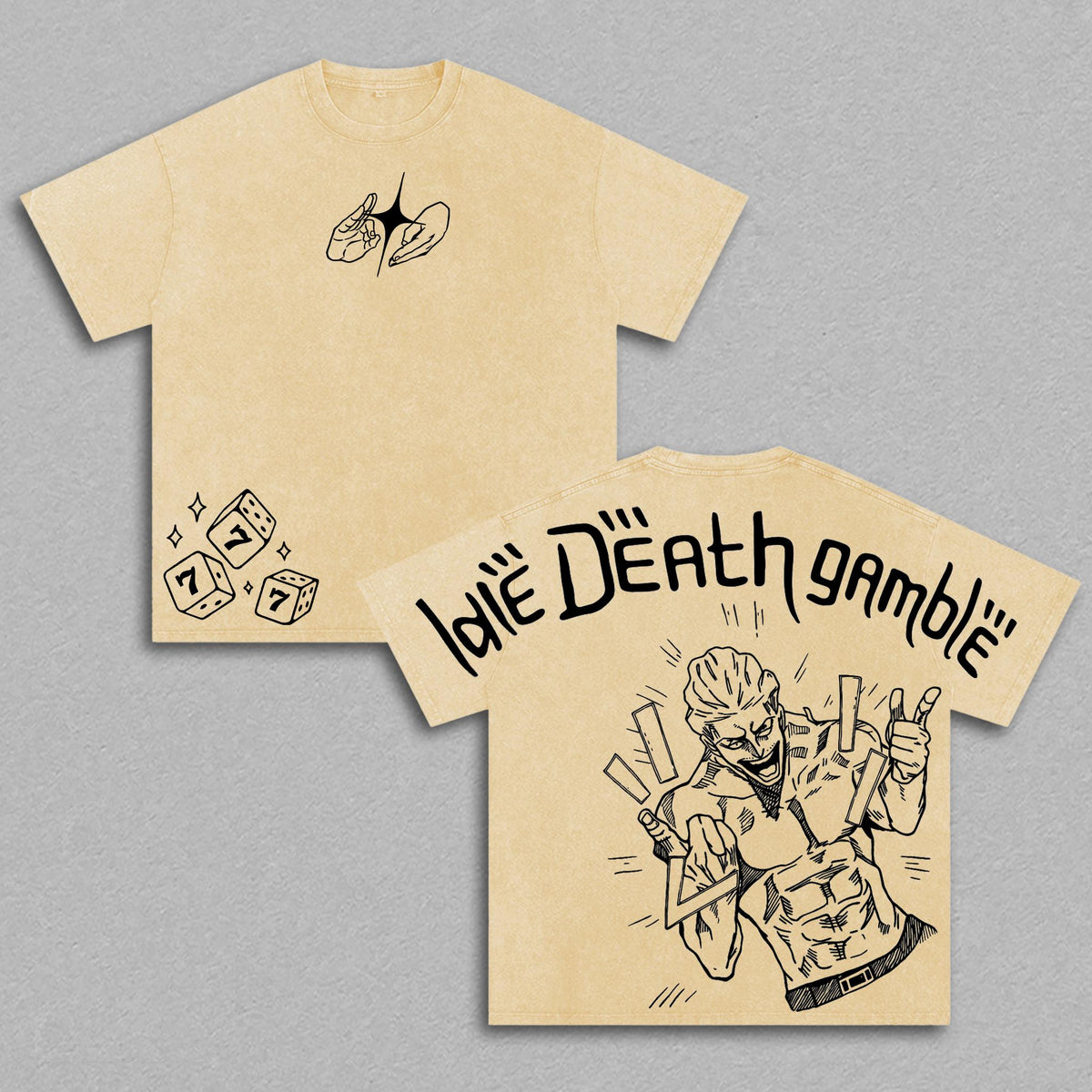 Kinji Hakari Idle Death Gamble Domain Expansion Jujutsu Kaisen Anime Graphic T-Shirt, Hakari Jackpot Fight Scene Manga Streetwear Tee, Vintage Washed Oversized Heavy Cotton Shirt, Japanese Anime Graphic Top, Gift For JJK Fans