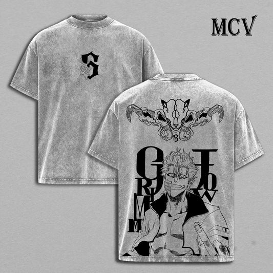 Grimmjow Jaegerjaquez Bleach Washed T-Shirt, Vintage Anime Oversized Tee, Heavy Cotton Shirt