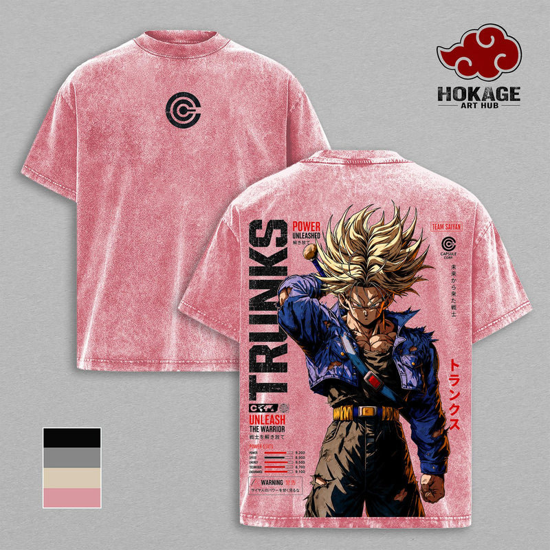 Trunks DBZ T-Shirt, Future Trunks Capsule Corp Graphic Tee, Back Print Vintage 90s Anime Shirt, Graphic Tees Men, Trendy Tshirts, Men's T Shirts, DBZ Streetwear, Unisex Cotton Distressed Tee, Merch For Men, Men Fashion Graphic Tee