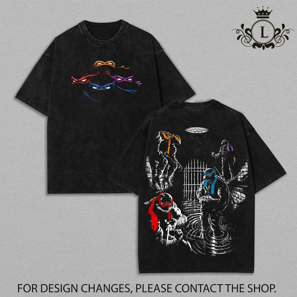 Teenage Mutant Ninja Turtles Retro Vintage Limited Edition Raven Wash Tee Menswear Clothes 100% Premium Cotton Soft Top Classic Apparel