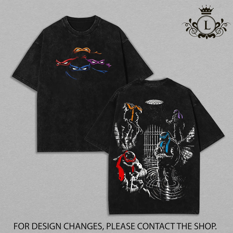 Teenage Mutant Ninja Turtles Retro Vintage Limited Edition Raven Wash Tee Menswear Clothes 100% Premium Cotton Soft Top Classic Apparel