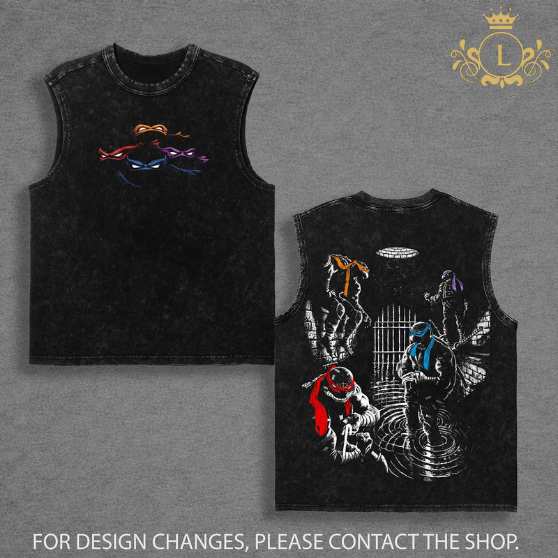 Teenage Mutant Ninja Turtles Retro Vintage Limited Edition Raven Wash Tee Menswear Clothes 100% Premium Cotton Soft Top Classic Apparel