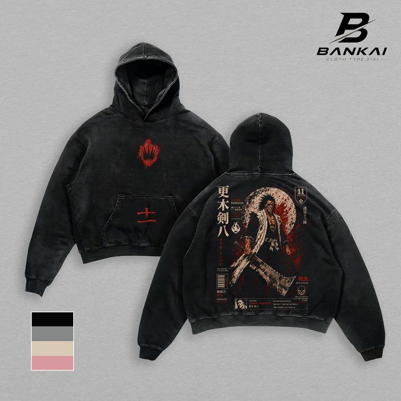 Kenpachi Zaraki Bleach T-Shirt Hoodie Sweatshirt Tank Top Vintage Washed Oversized Streetwear Graphic Tee Anime Merch
