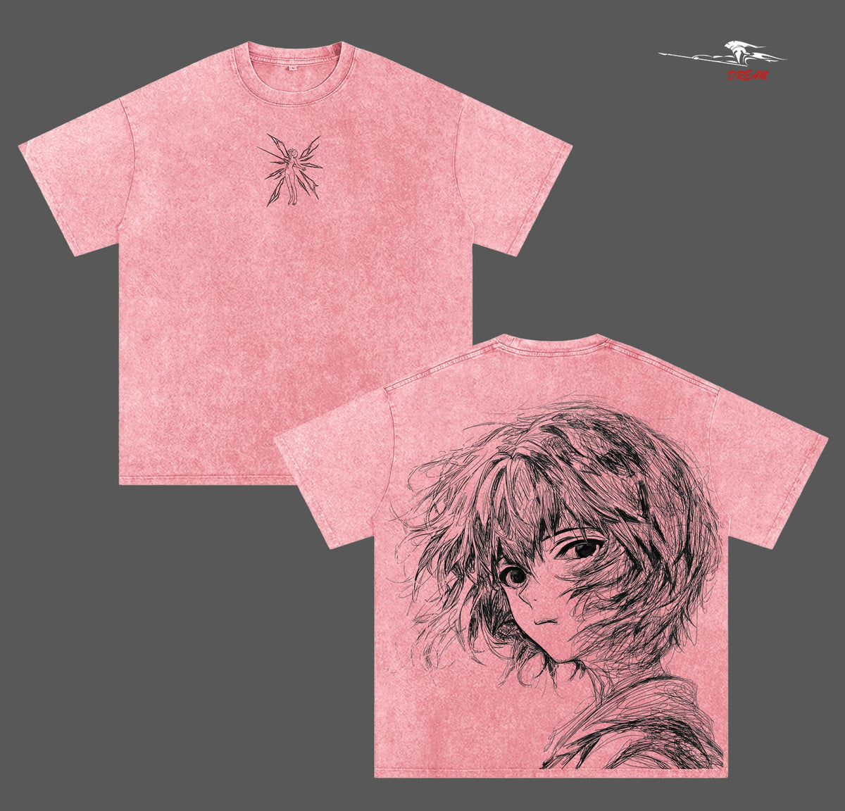 Rei Ayanami Neon Genesis Evangelion Anime Double Printed Vintage Washed Tee Unisex Oversize Anime Manga Washed Heavyweight Cotton T-shirt