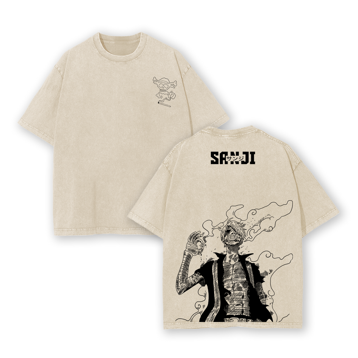Sanji One Piece T-Shirt Washed | Vintage Oversized Heavy Cotton Anime Tee