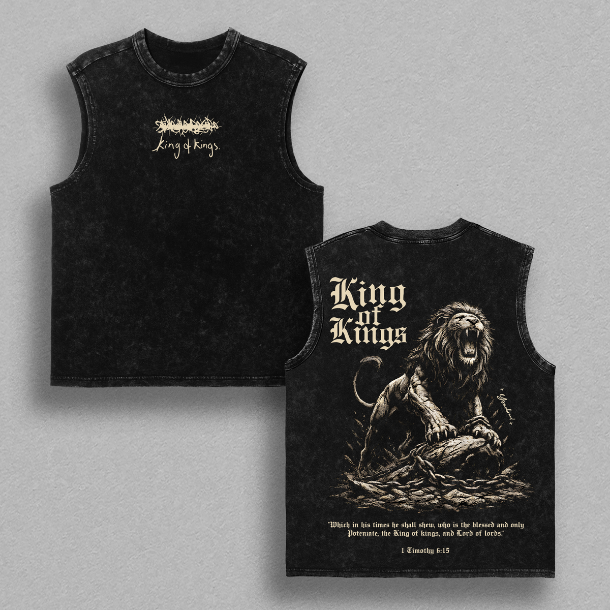 King of Kings Jesus Lion Vintage Washed Oversized T-Shirt, Heavy Cotton Christian Faith Graphic Tee, Biblical Lion of Judah Streetwear, Unisex Religious Shirt, Powerful Jesus Apparel Gift for Believers