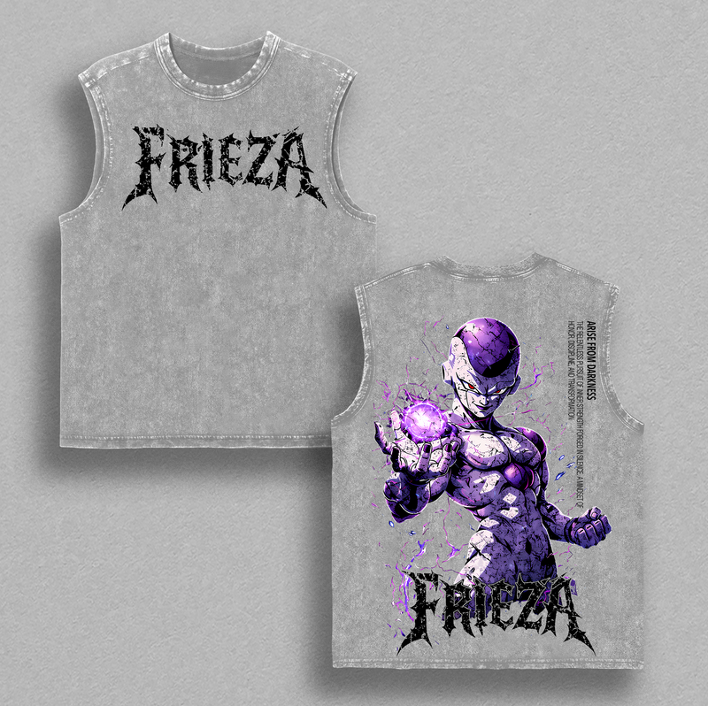 Frieza Final Form DBZ Vintage Washed Oversized Anime Shirt, Purple Energy Villain Graphic Tee, Heavyweight Cotton Streetwear, Unisex Gift for Anime Fans