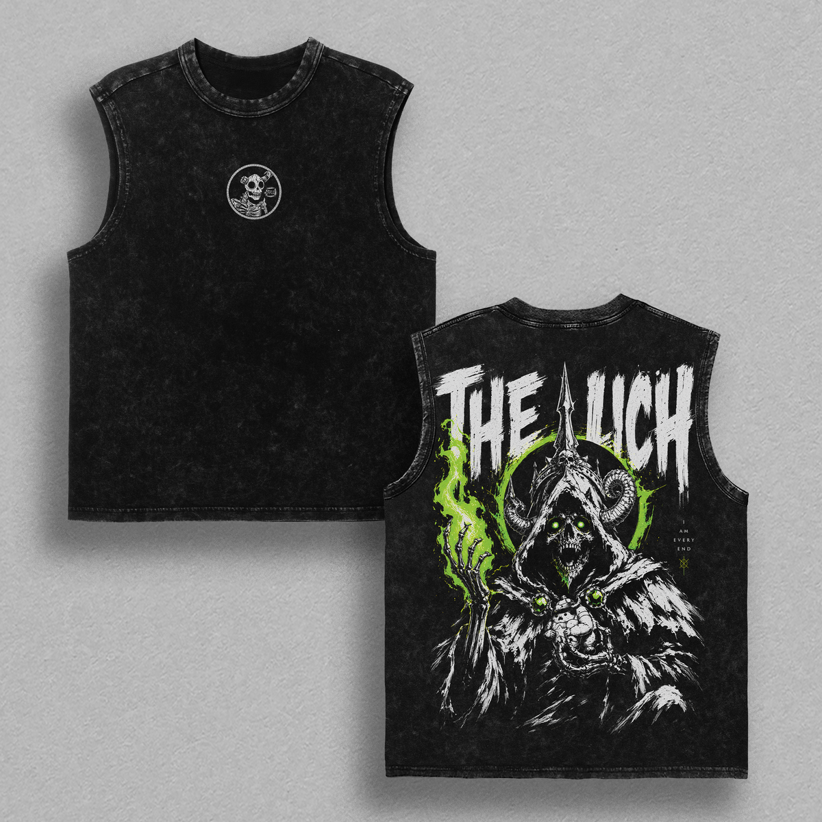 The Lich Adventure Time Vintage Washed Tank Top, Gym Pump Cover Sleeveless Muscle Shirt, Heavyweight Anime Graphic Workout Tee, Dark Fantasy Gift for Fans