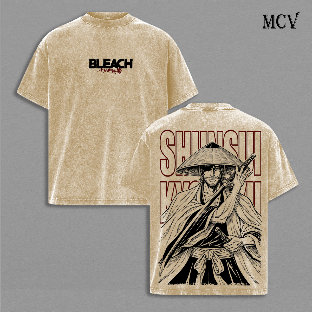 Shunsui Kyoraku T-Shirt, Bleach Anime Tee, Captain Soul Reaper Vintage Washed Tee