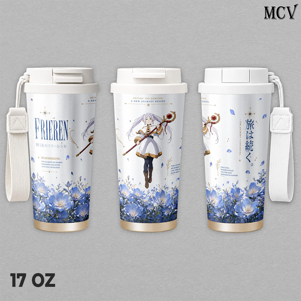 Frieren the Mage - Frieren Beyond Journey’s End Anime - Embossed Raised Floral Magic Art - 17oz 24oz 30oz Insulated Tumbler, Water Bottle, Handle Mug