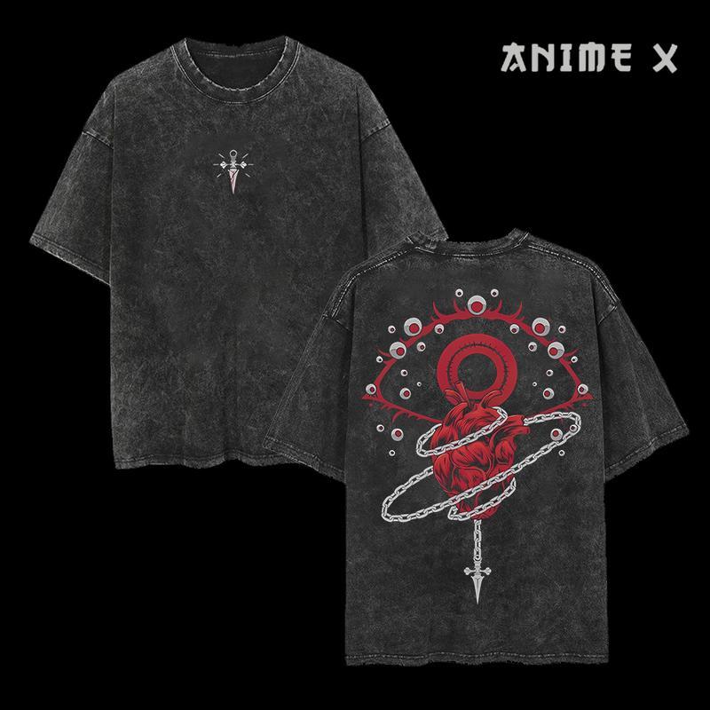 Retro Scarlet Eyes Hunter x Hunter Anime Vintage  Washed Tee Unisex Mineral Anime Manga Washed Heavy Cotton T-shirt, Gift For Anime Fan Lover