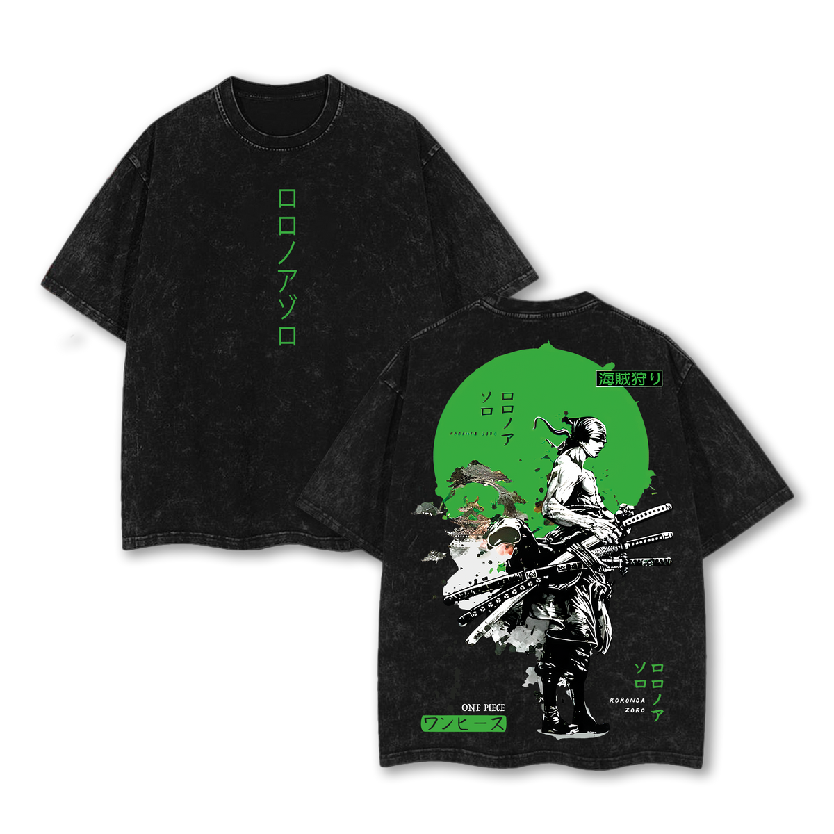 Roronoa Zoro Tshirt - Vintage Oversized Double Sided Anime Graphic T-Shirt